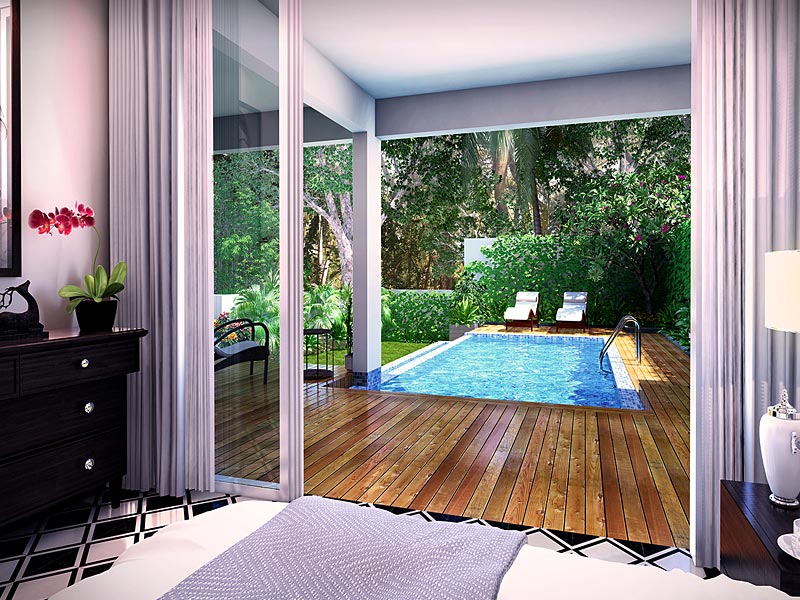 Pool view from bedroom